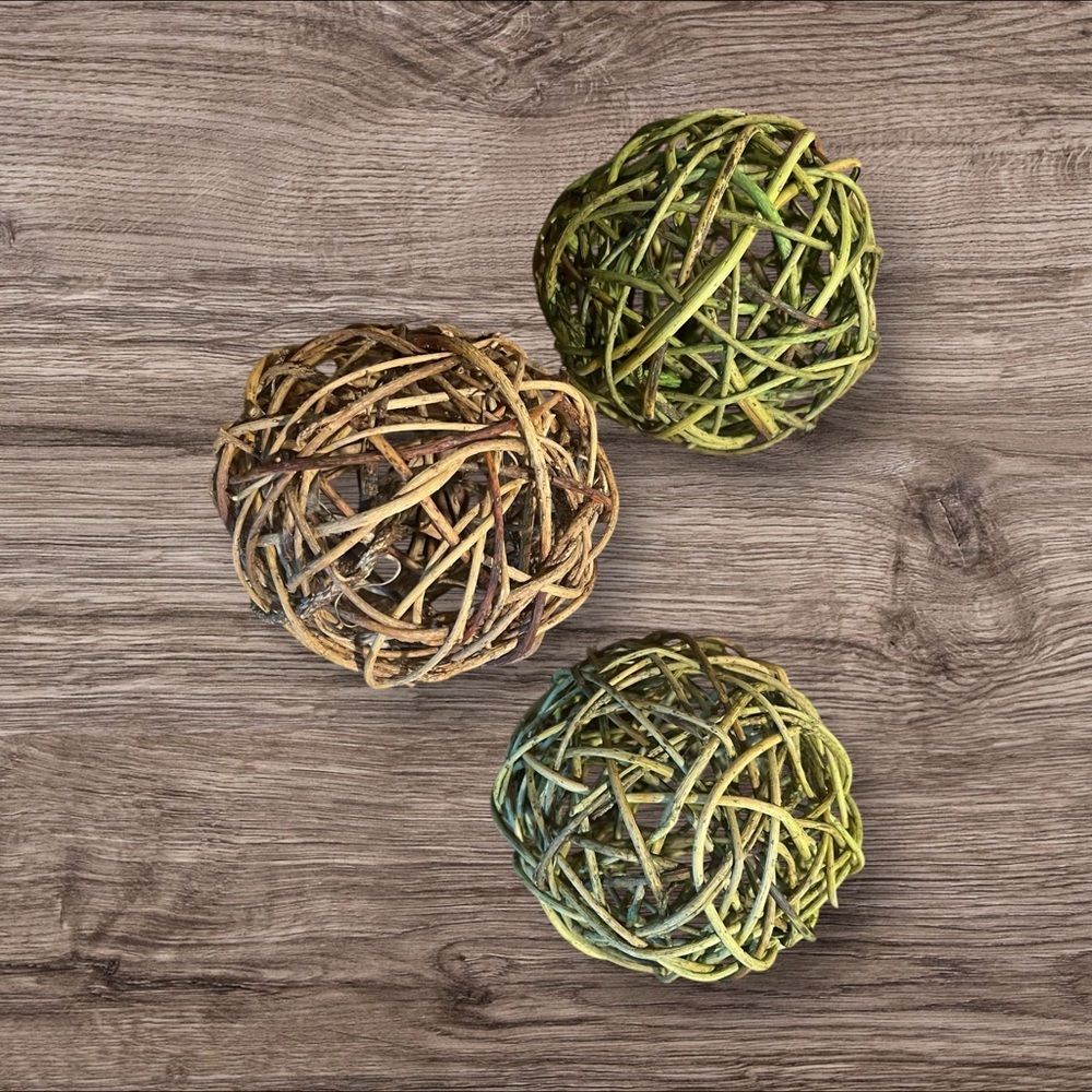 Woven Willow Rattan Decor Balls Accent Accessories Lot of 3